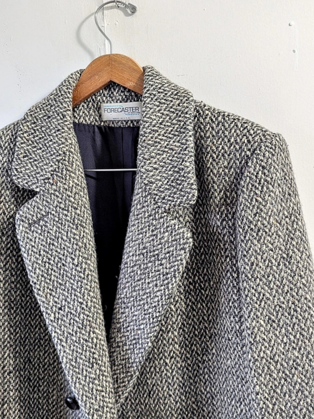 Forecaster of Boston Vintage Tweed Pea Coat Gray Double Breasted Women's Size 10 - Picture 4 of 12